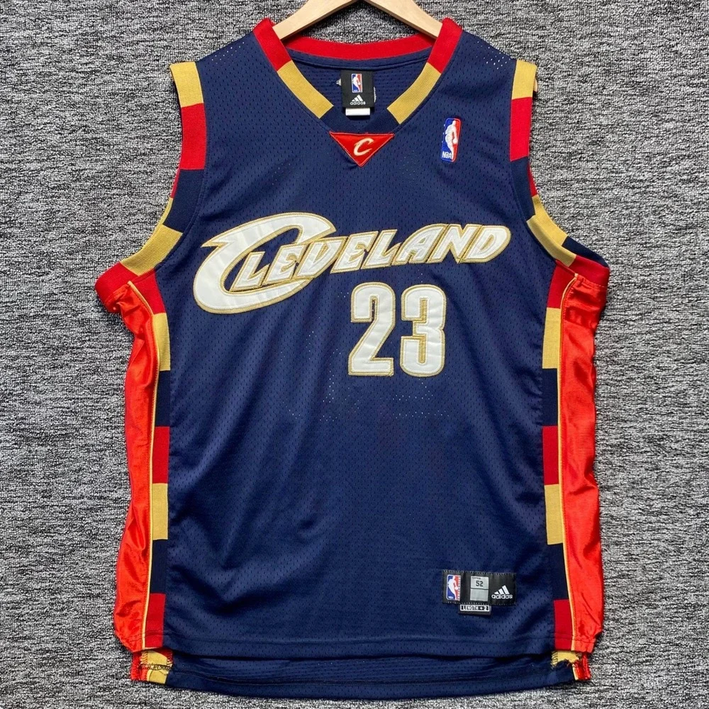 VTG Adidas LeBron James Cleveland Cavaliers Authentic Jersey Mens 52 2XL Navy